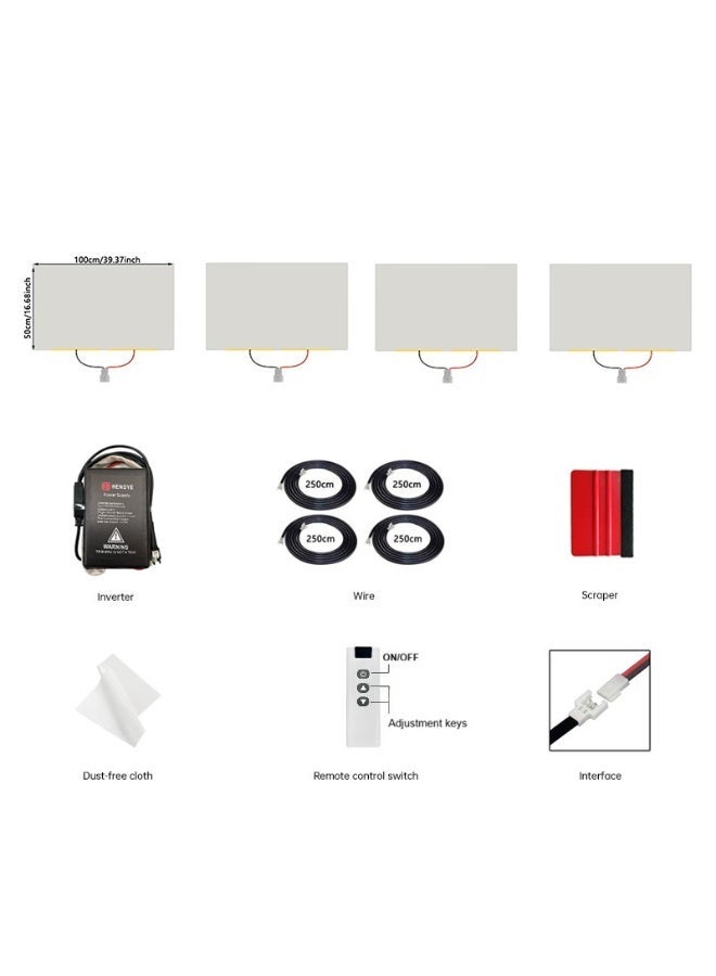 4 قطع من فيلم PDLC أبيض مقاس 50*100 سم لنوافذ السيارات مع غراء سيليكون - فيلم ذكي للخصوصية قابل للتحويل إلى فيلم زجاجي ذكي - Image 1