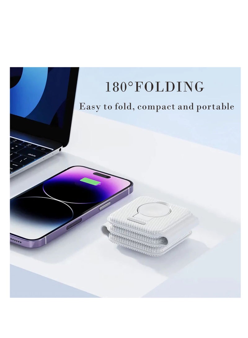 SYOSI 3 in 1 Wireless Charger, Foldable 3 in 1 Wireless Charging Station, Fast Wireless Charging Pad, Charging Dock Stand Compatible with iPhone 14/Pro, AirPods 3/2/Pro, iWatch 8-1 and so on (White) - Image 4