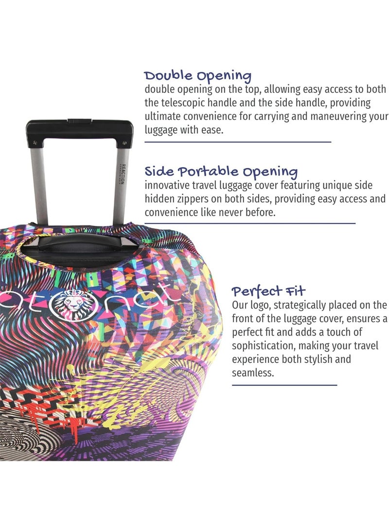 natOnat Travel Luggage Cover Protector - Suitcase Cover - Stretchy, Washable Spandex & Polyester - Protects Against Dirt & Scratches - Optical Illusion Design - Fits 58-63 CM Height ( Medium ) - Image 5