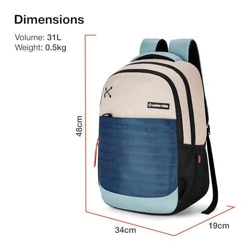 Nasher Miles Coding 4 Compartment Laptop Backpack 31 Liters Polyester with Raincover| Front Organiser Ideal for College, School Bags for Boys & Girls (Grey Green) - Image 5