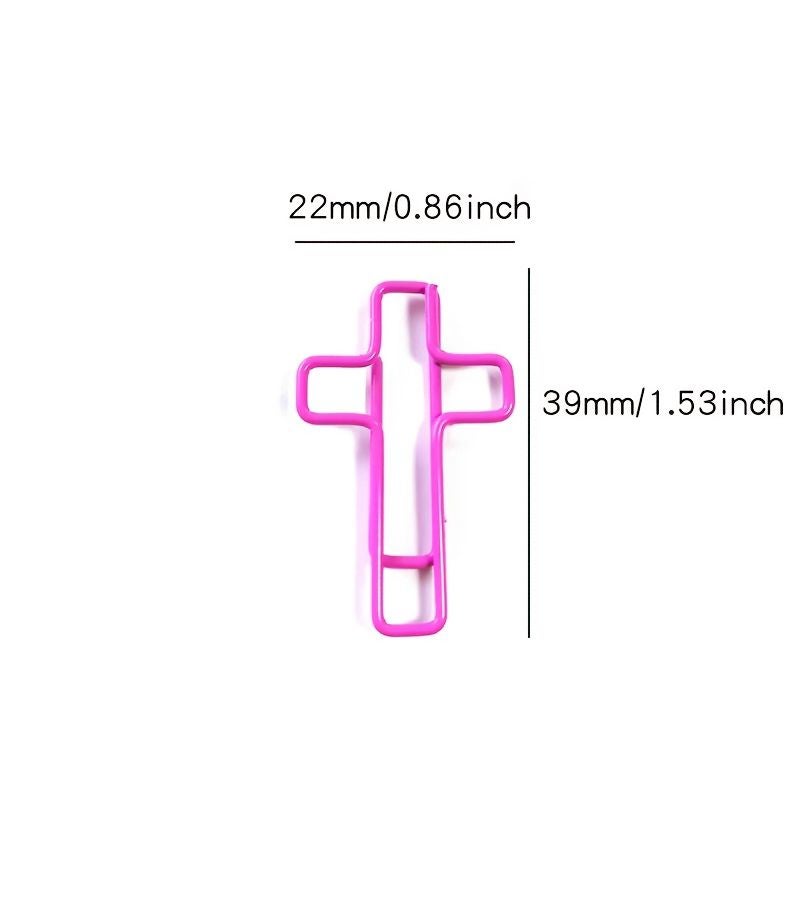 Creative Cross-Shaped Paper Clips 7 colors mixed 32pcs Metal Plastic Office Paper Clamps - Image 3