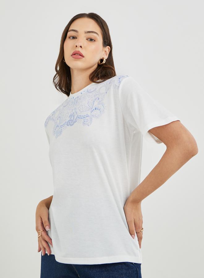 تايك تو تيشيرت مطبوع برسومات مقاس عادي - Image 3