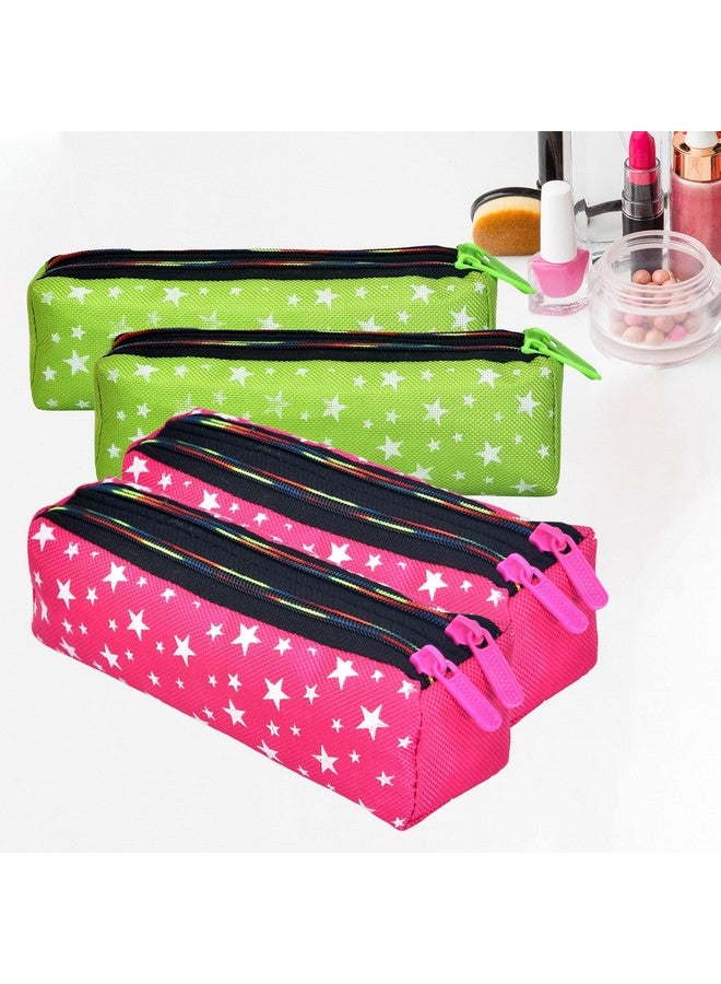Kuber Industries Makeup Pouch | Rexine Cosmetic Pouch | Travel Makeup Pouch For Girls | Storage Makeup Bag | Star Makeup Pouch | Pack Of 4 | Multi - Image 1