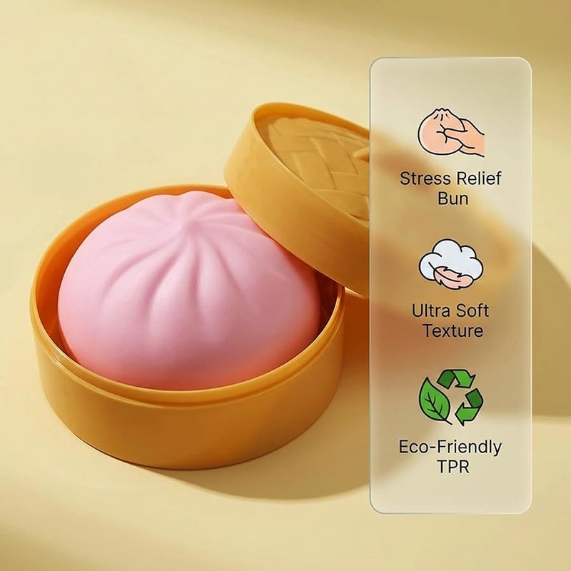 PKRFCJ Dumpling Squishies Mystery Box, Giant Dumpling Squishy Stress Relief Desk Fidget, Jumbo Soft Squeeze Decompression with Steamer Box for Office, Home Desk Decor, Easter Basket Stuff - Image 3