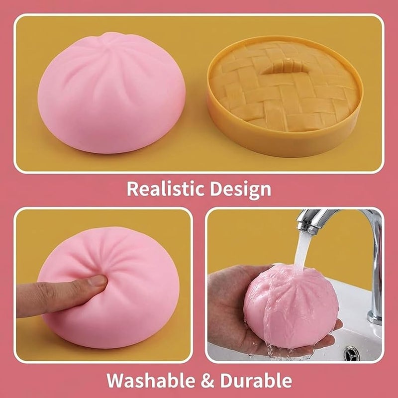 PKRFCJ Dumpling Squishies Mystery Box, Giant Dumpling Squishy Stress Relief Desk Fidget, Jumbo Soft Squeeze Decompression with Steamer Box for Office, Home Desk Decor, Easter Basket Stuff - Image 4