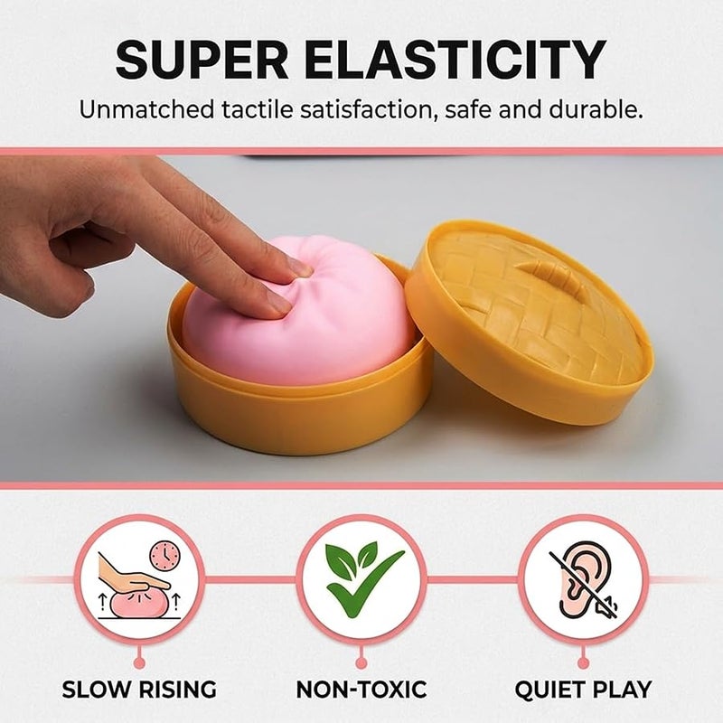 PKRFCJ Dumpling Squishies Mystery Box, Giant Dumpling Squishy Stress Relief Desk Fidget, Jumbo Soft Squeeze Decompression with Steamer Box for Office, Home Desk Decor, Easter Basket Stuff - Image 5