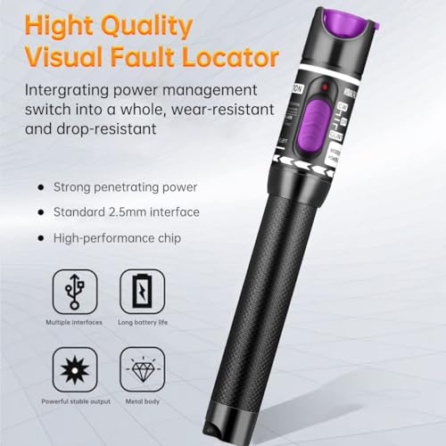 Moocci Visual Fault Locator - Fiber Optic Cable Tester Meter Kit with FC Male to LC Female Adapter - Fiber Optic Tools Tester Detector for LC/FC/SC/ST, Network Cable Test - Image 3