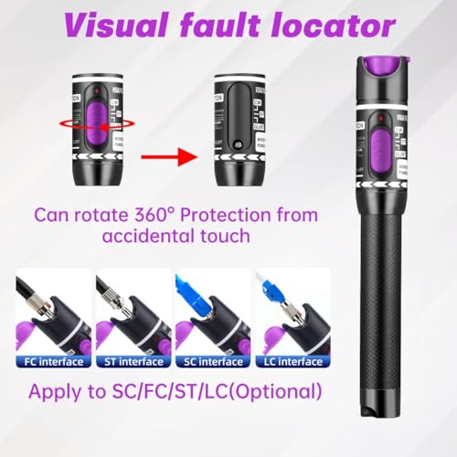 Moocci Visual Fault Locator - Fiber Optic Cable Tester Meter Kit with FC Male to LC Female Adapter - Fiber Optic Tools Tester Detector for LC/FC/SC/ST, Network Cable Test - Image 4