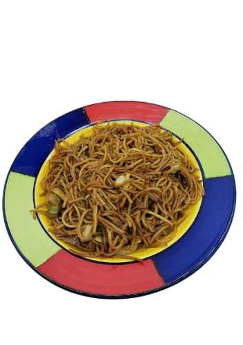VolCraft Ceramic Round Deep Pasta/Soup/Noodles/Salad Snack Plates (Pack of 2, 9 Inches) Multi Colored - Image 3