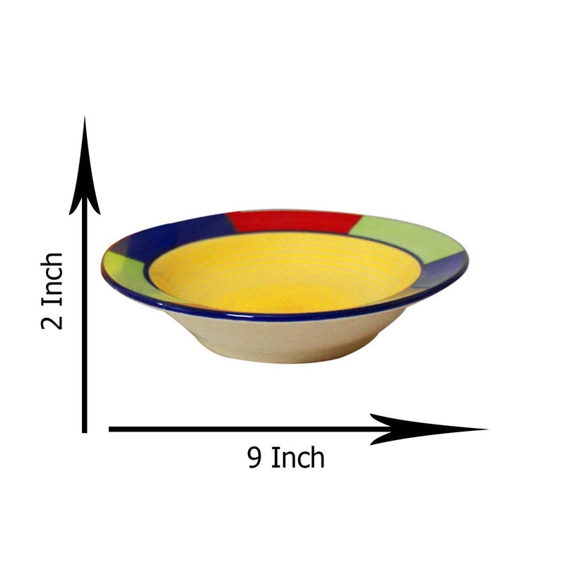 VolCraft Ceramic Round Deep Pasta/Soup/Noodles/Salad Snack Plates (Pack of 2, 9 Inches) Multi Colored - Image 4
