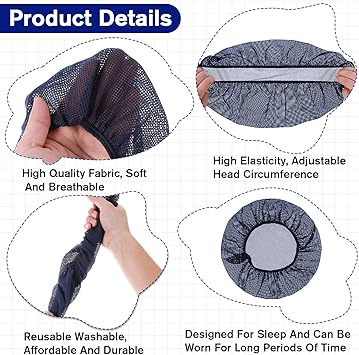 Jeffdad 6Pcs Hair Net for Sleep Reusable Hair Net for Sleep Hair Net for Curly Hair Sleep Caps for Women - Image 4