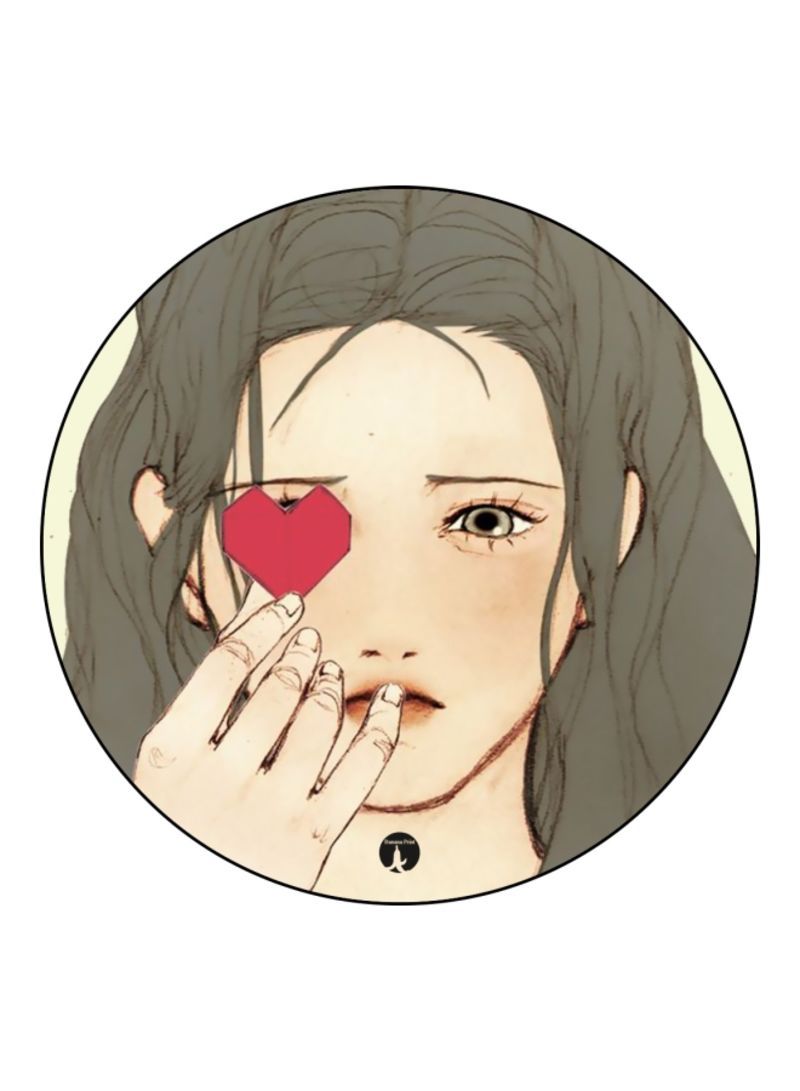 Girl Theme Printed Mouse Pad  Beige/Red/Grey