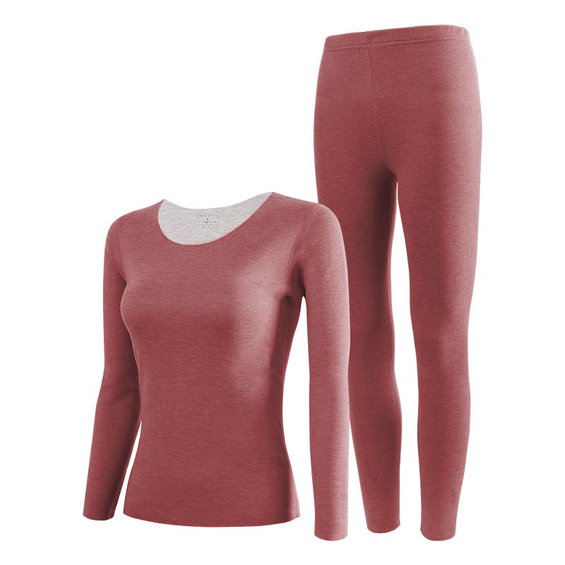 5A Anti-bacterial Wool Silk Thermal Underwear Mens Suit Autumn and Winter Middle-aged and Elderly Womens Autumn Clothes and Pants Lady bean paste red