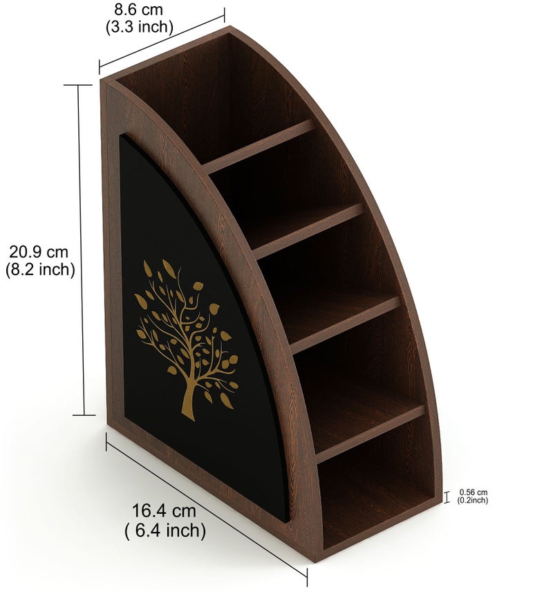 BLUEWUD Otto Remote Stand & holder with 3 Sections | Wooden Remote Holder for Living Room, TV & AC | Stationary Organizer| 3 in 1 | Ideal for Home & Office, Housewarming Gift (Tree Design) - Image 4
