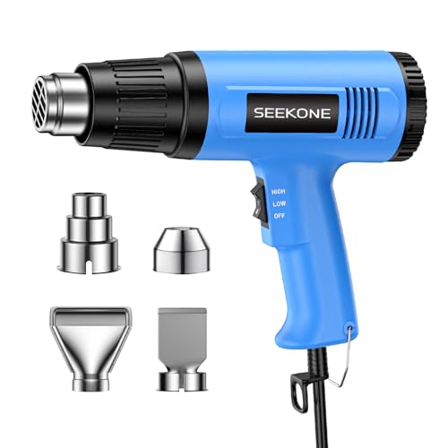 SEEKONE Heat Gun, 1800W Heavy Duty Hot Air Gun Kit Dual-temperature Setting 572℉&1112℉, Hot Heat Gun with Overheat Protection, 4 Nozzles Included, for Shrinking PVC, Stripping Paint, Crafts (5.2ft) - Image 1