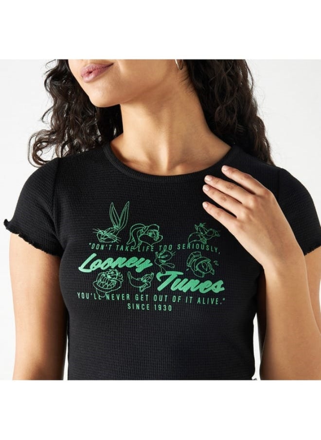 SP Characters Looney Tunes Print Crew Neck T-shirt with Short Sleeves  - Image 2