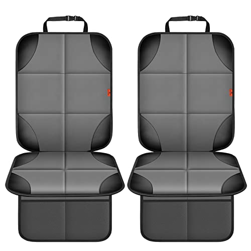 XHYANG Car Seat Protector 1 Pack Car Seat Cushion Mat Thickest Padding,Waterproof 600D Fabric Car Seat Covers for Non-Slip Backing Mesh Pockets for Baby and Pet (Gray, 2 Pcs) - Image 2
