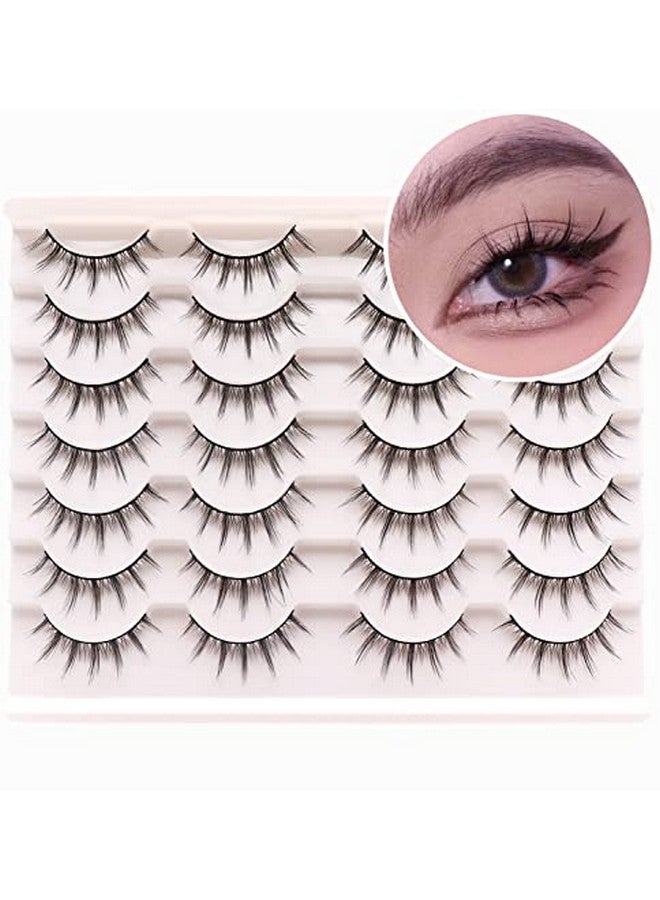 Losha Manga Lashes Fluffy Faux Mink Lashes 14 Pairs Natural False Lashes Pack Wispy Short Anime Lashes Look Like Individual Clusters (3D1009) - Image 1