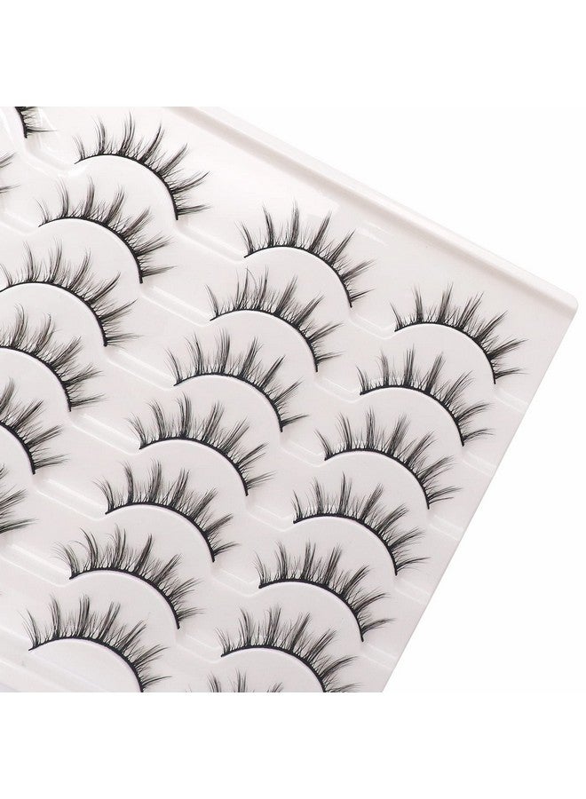 Losha Manga Lashes Fluffy Faux Mink Lashes 14 Pairs Natural False Lashes Pack Wispy Short Anime Lashes Look Like Individual Clusters (3D1009) - Image 3