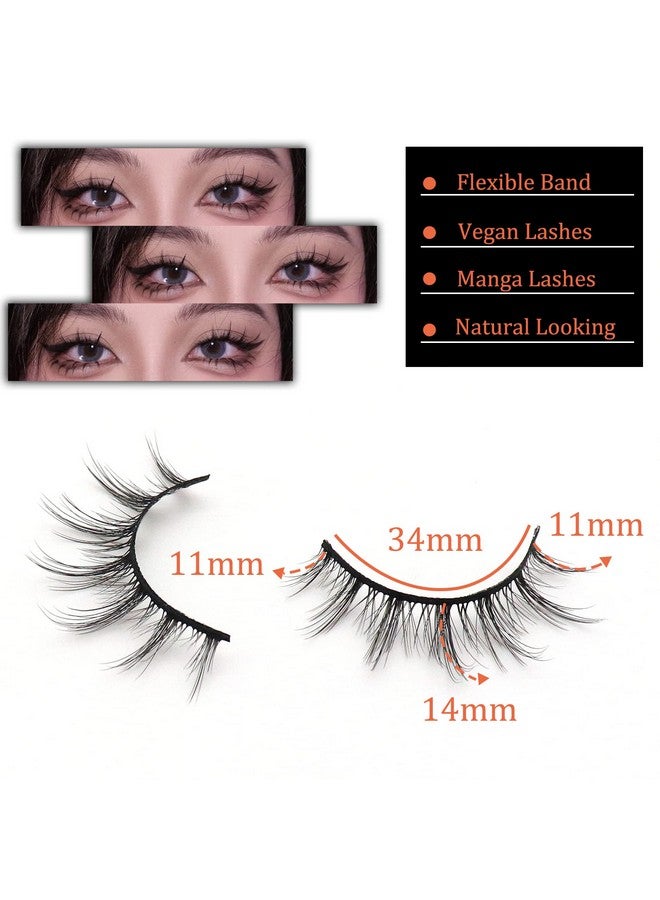 Losha Manga Lashes Fluffy Faux Mink Lashes 14 Pairs Natural False Lashes Pack Wispy Short Anime Lashes Look Like Individual Clusters (3D1009) - Image 5
