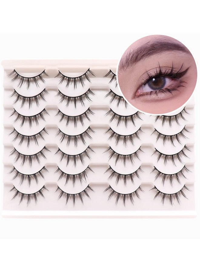 Losha Manga Lashes Fluffy Faux Mink Lashes 14 Pairs Natural False Lashes Pack Wispy Short Anime Lashes Look Like Individual Clusters (3D1009) - Image 2