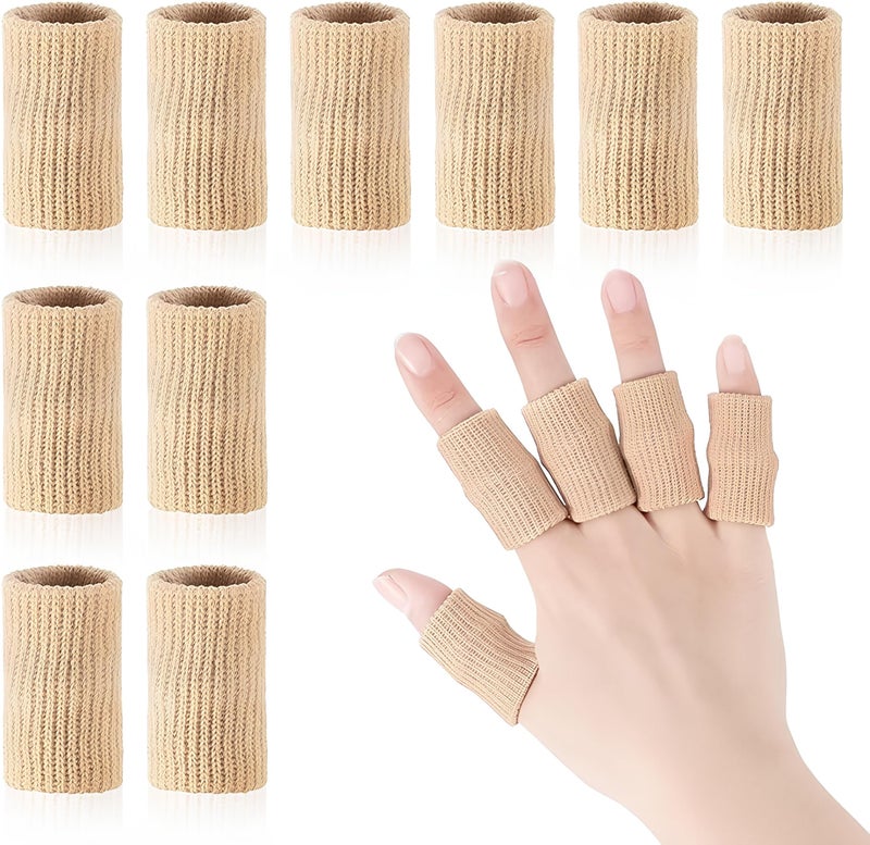 INSIME Finger protector for cricket, volleyball | Finger tape for cricket fielding finger cover bandage | Finger support for pain relief basketball volleyball finger protection | (Pack of 10) (Light Brown) - Image 1
