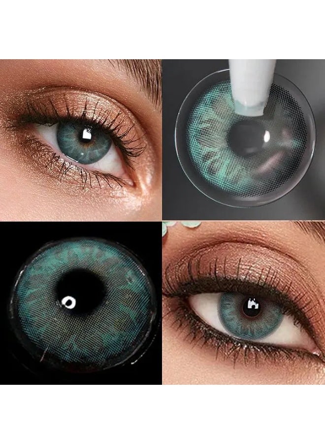 Unibling Gem Green Yearly Colored Contact Lenses, Unisex Cosmetic Contact Lenses, Enlargement Collection, Dark Green, With Case - Image 2