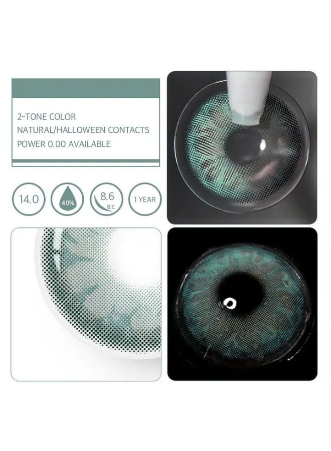 Unibling Gem Green Yearly Colored Contact Lenses, Unisex Cosmetic Contact Lenses, Enlargement Collection, Dark Green, With Case - Image 3