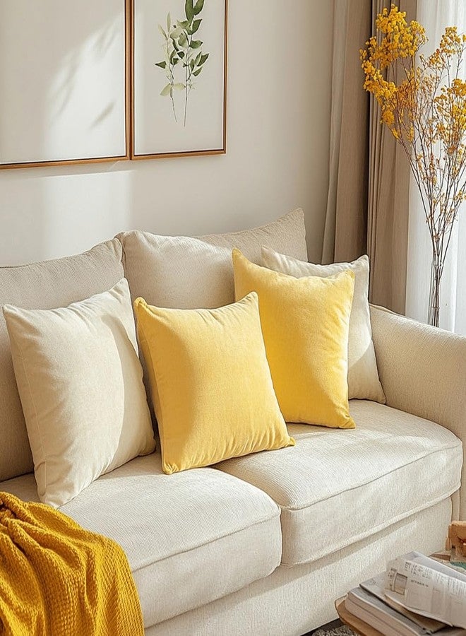 QUORGVES Yellow Throw Pillow Covers 18x18 Inch Set of 2 Velvet Summer Pillow Covers for Living Room Couch Sofa Bed Bedroom Decor Decorative Spring - Image 5