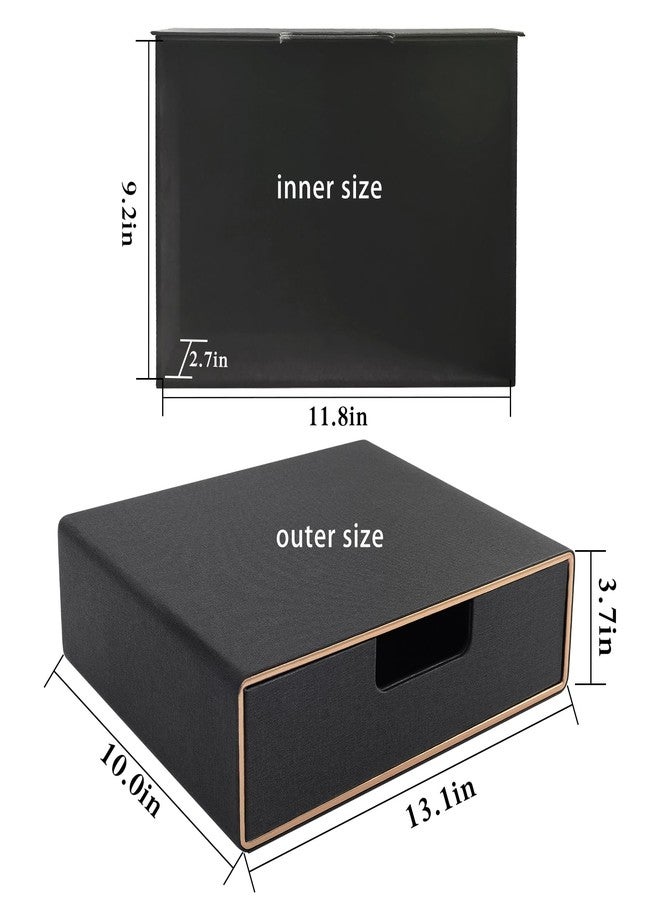 XNONE PU Leather Stackable Organizer Drawer,Executive Office Supplies Desktop Filing A4 File Cabinet/Holder for Jewelry/Bill/Paper/Documents/Makeup Home Decor Stationery Storage Box,Black - Image 4