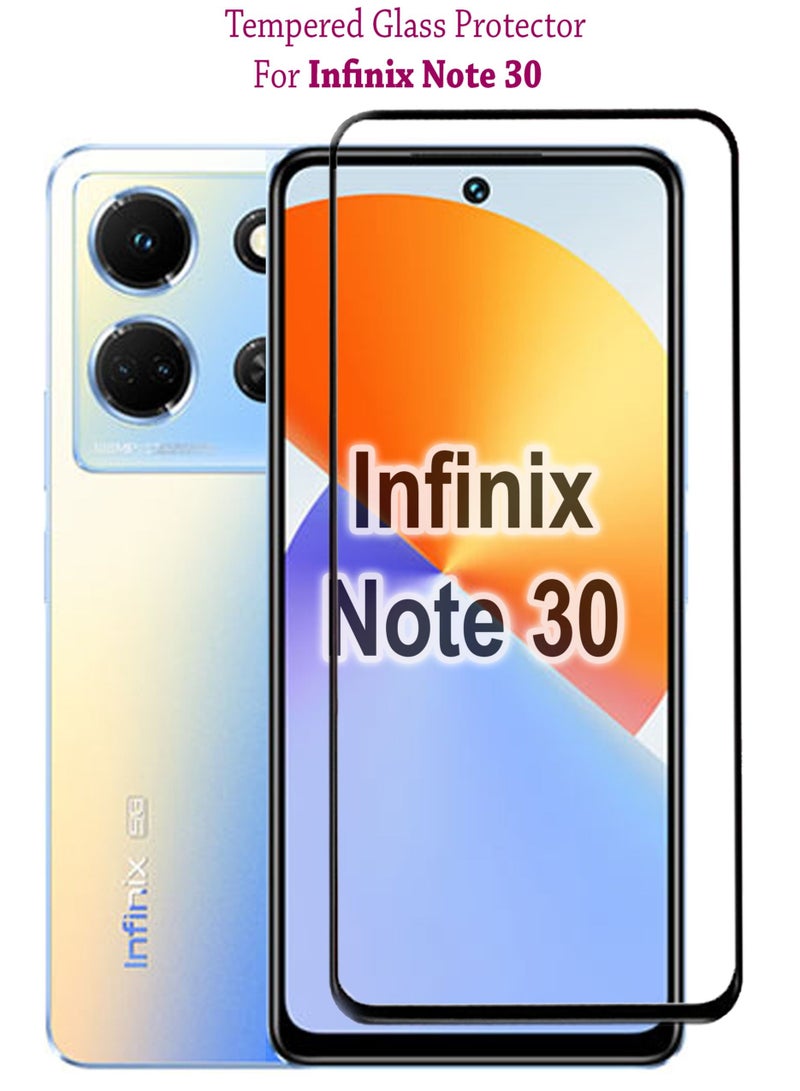 Infinix Note 30 5G Screen Protector | Tempered Glass Screen Protector Full HD Quality With Anti-Scratch Edge to Edge Coverage Including Easy Installation Kit - Black - Image 1
