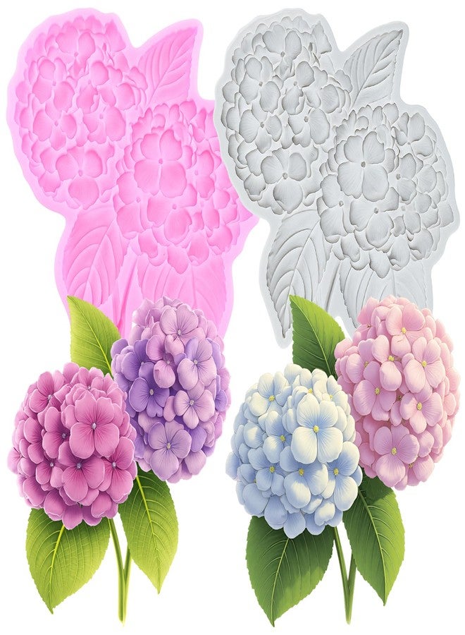 RFGHAC Hydrangea Flower Fondant Silicone Molds for Cake Decorating Cupcake Topper Chocolate Candy Gum Paste Polymer Clay Set Of 2 - Image 1