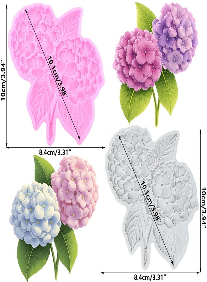 RFGHAC Hydrangea Flower Fondant Silicone Molds for Cake Decorating Cupcake Topper Chocolate Candy Gum Paste Polymer Clay Set Of 2 - Image 2