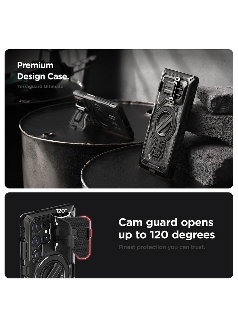 VRS Design Terra Guard Ultimate Samsung Galaxy S24 ULTRA Case Cover MagSafe with Camera Lens Protector Kickstand - Black  - Image 4