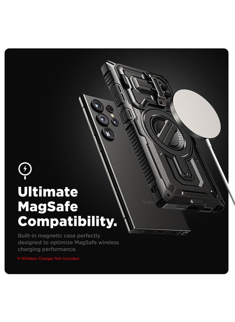 VRS Design Terra Guard Ultimate Samsung Galaxy S24 ULTRA Case Cover MagSafe with Camera Lens Protector Kickstand - Black  - Image 3