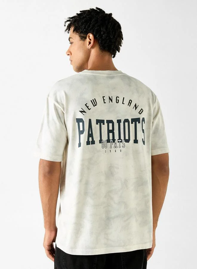 SP Characters New England Patriots Print Crew Neck T-shirt with Short Sleeves