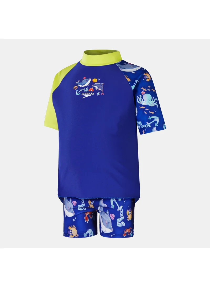 speedo Kids' Digital Swimming Rashguard and Shorts 2-Piece Set