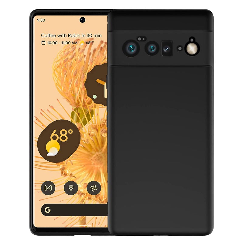 غطاء سيليكون مايكلا متوافق مع جوجل بيكسل 6 برو 5G رقيق مع حماية الكاميرا داخل ناعم ملائم مرن لهاتف جوجل بيكسل 6 برو 5G أسود