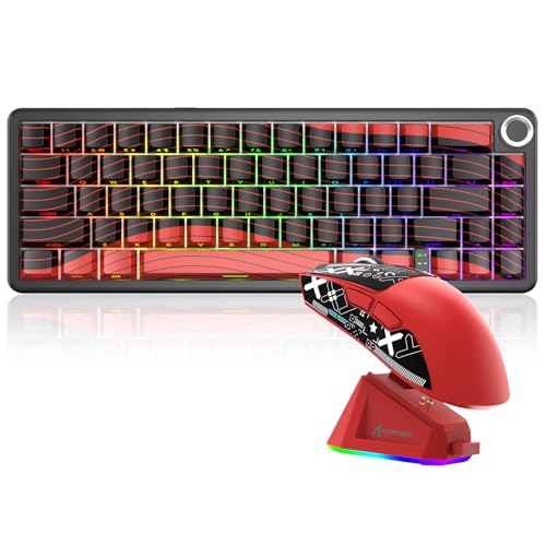 MAMBASNAKE Attack Shark X65PRO HE & X11 Gaming Combo–Hall Effect Magnetic Keyboard & Superlight Mouse with RGB Charging Dock,8KHz Polling 22K DPI,Tri-Mode Wireless,Hot-Swappable,for Win/Mac/Linux (Black Red) - Image 1