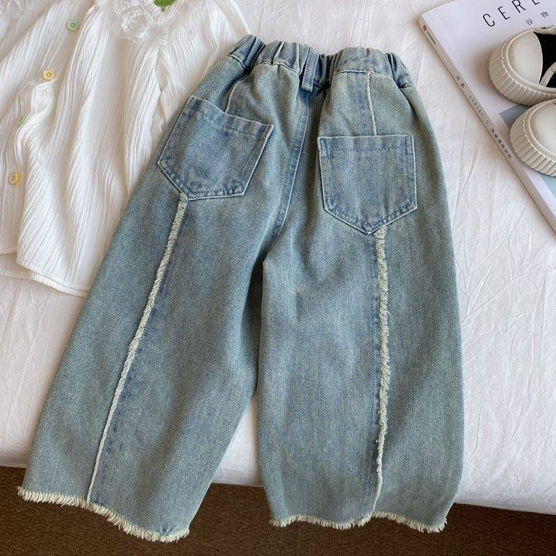 Girls' Rapped Edge Jeans 2025 Wide Leg Pants Western Style New Arrival Straight Pants Korean Style Women'S Treasure Trousers - Image 4