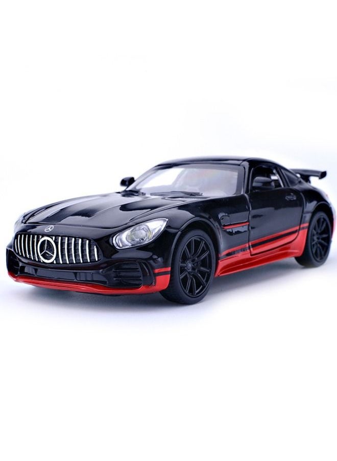 Model car 1:32 AMG GTR Car Model Toy, Diecast Zinc Alloy Pull Back Toy Car, Sound and Light Pull Back Model Car for Kids Boy Girl Gift (Black/Red)  - Image 2
