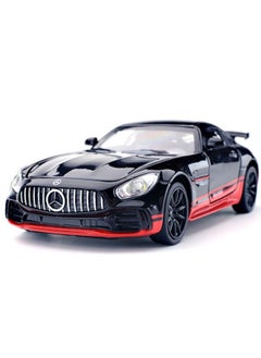 Model car 1:32 AMG GTR Car Model Toy, Diecast Zinc Alloy Pull Back Toy Car, Sound and Light Pull Back Model Car for Kids Boy Girl Gift (Black/Red)  - Image 1