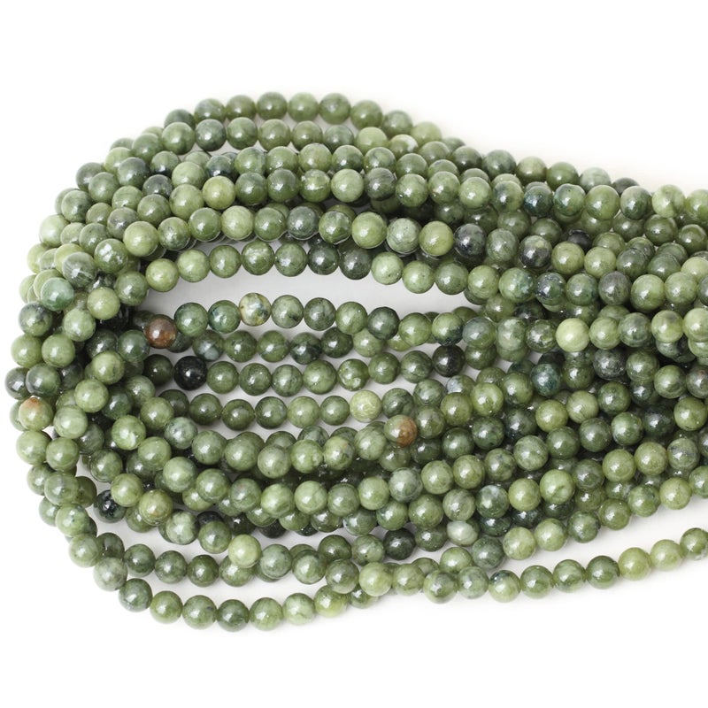 CHEAVIAN 60PCS 6mm Natural Taiwan Green Jade Round Loose Beads for Jewelry Making DIY Bracelet Necklace Materials 1 Strand 15" - Image 3