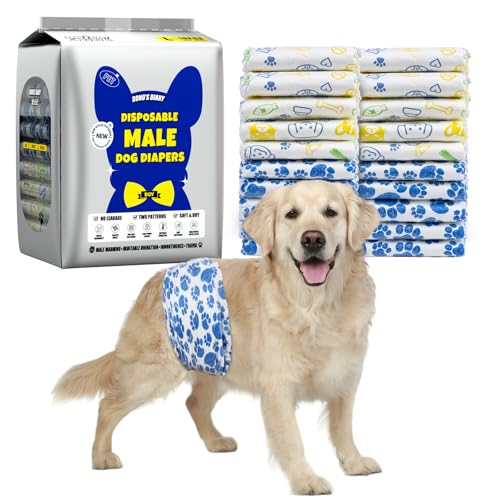 Dono Dog Diapers Male, Disposable Male Dog Wraps 60ct, Ultra Absorbent Doggie Diapers, Rapid-Dry Leak-Proof Puppy Diapers, Wetness Indicator Excitable Urination Incontinence,Large - Image 1