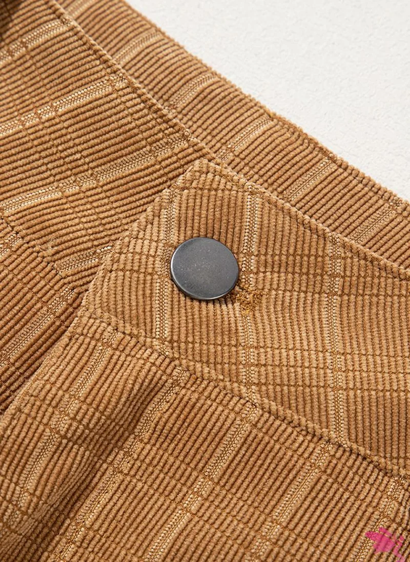 يونيكي Brown  Striped Casual Trousers