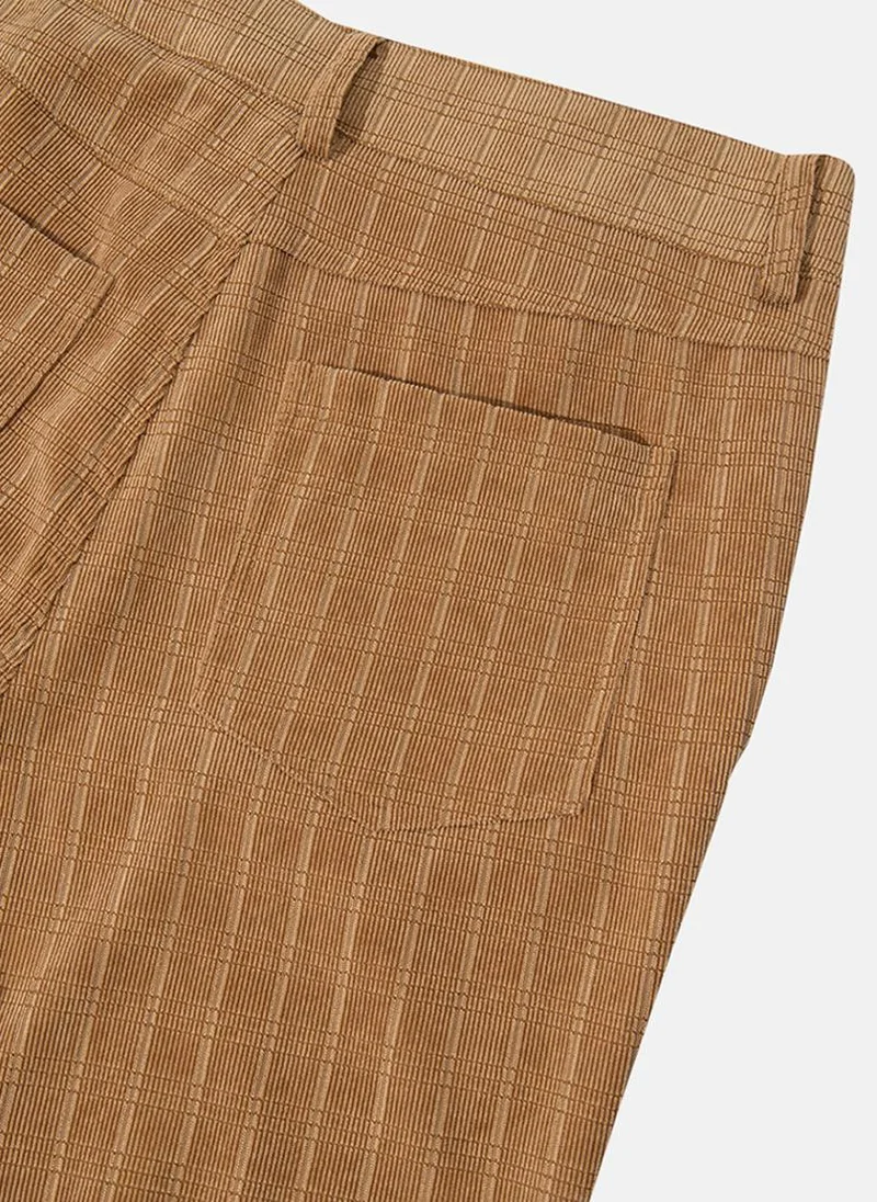يونيكي Brown  Striped Casual Trousers