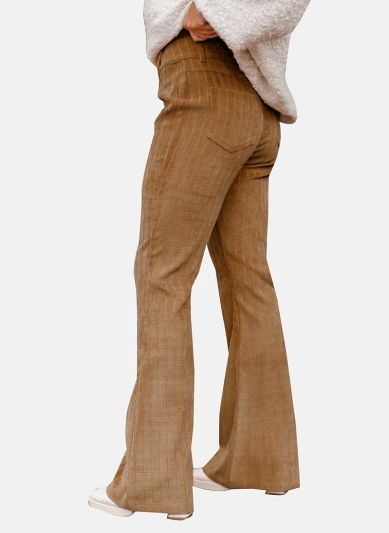 يونيكي Brown  Striped Casual Trousers