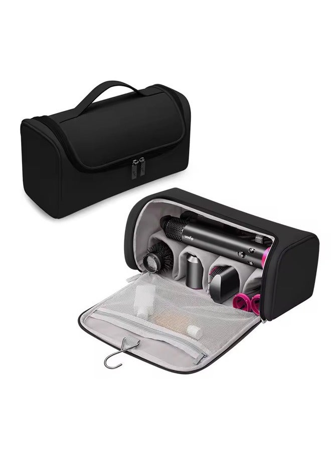 AVHUGOO Heat-Resistant Travel Storage Bag for Hair Dryer & Curling Iron - Waterproof PU Organizer with Heatproof Padding, Fits Dyson Supersonic/Styler, Brushes, Accessories, Durable Portable Case (Black) - Image 2