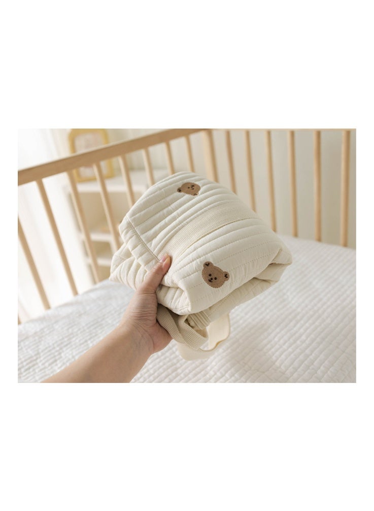 AVHUGOO Cute Bear Embroidered Quilted Maternity Diaper Bag, Large Capacity Hospital Bag, Portable Travel Tote for Mom & Baby Essentials(Beige) - Image 1