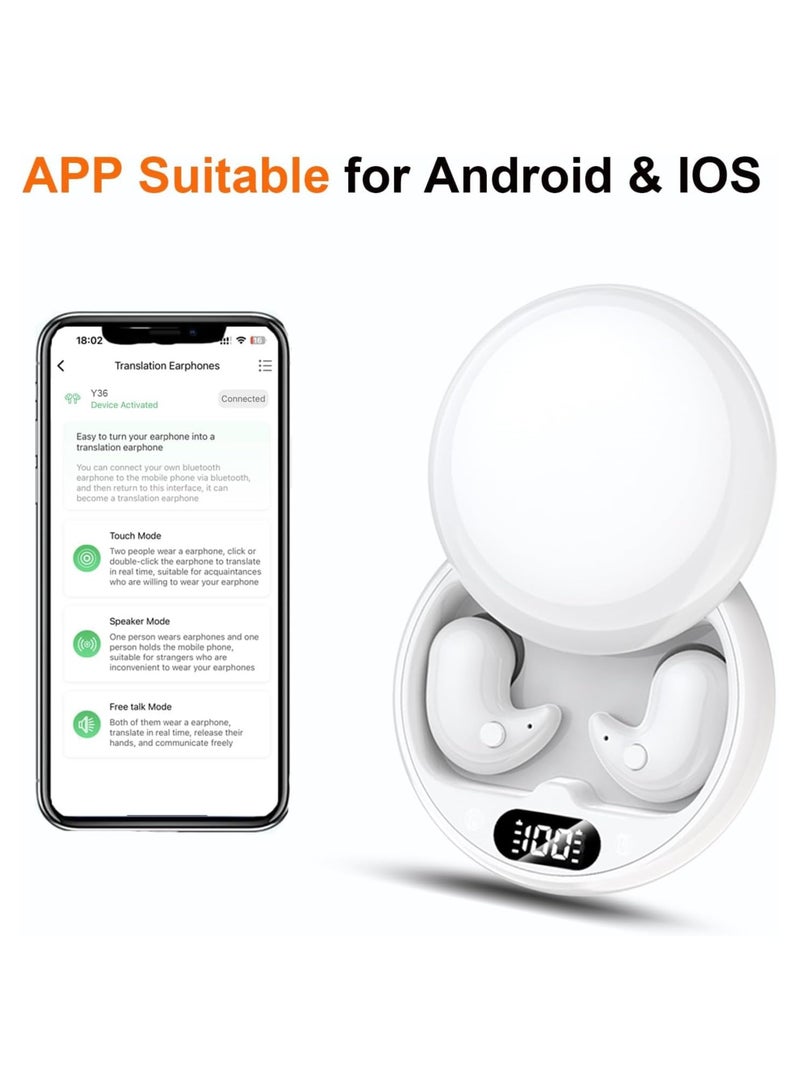 Translation Earbuds, Language Translator Device with 144 Languages & Accents Online, Translator Earbuds Real Time with APP Support Music and Calling, Fit for iOS & Android, for Travelling Learning